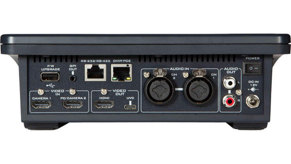 Rear view of Datavideo iCast Mini 4K Dual Channel Video Switcher showing input ports and control buttons. – image 2