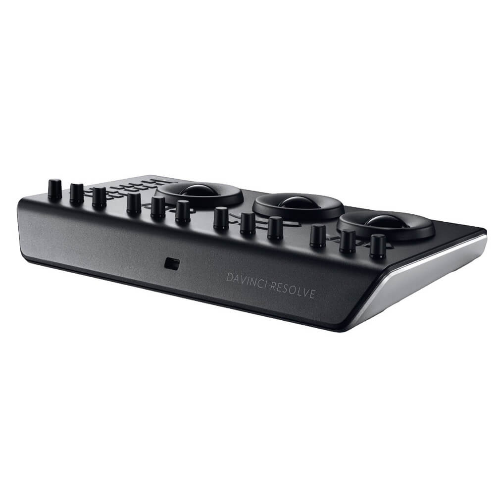 Blackmagic Design DaVinci Resolve Micro Panel edit controller with rear view, featuring control knobs and connection ports. – image 3