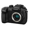 Panasonic Lumix GH5 4K mirrorless digital camera body only with grip and lens mount visible on black camera body.