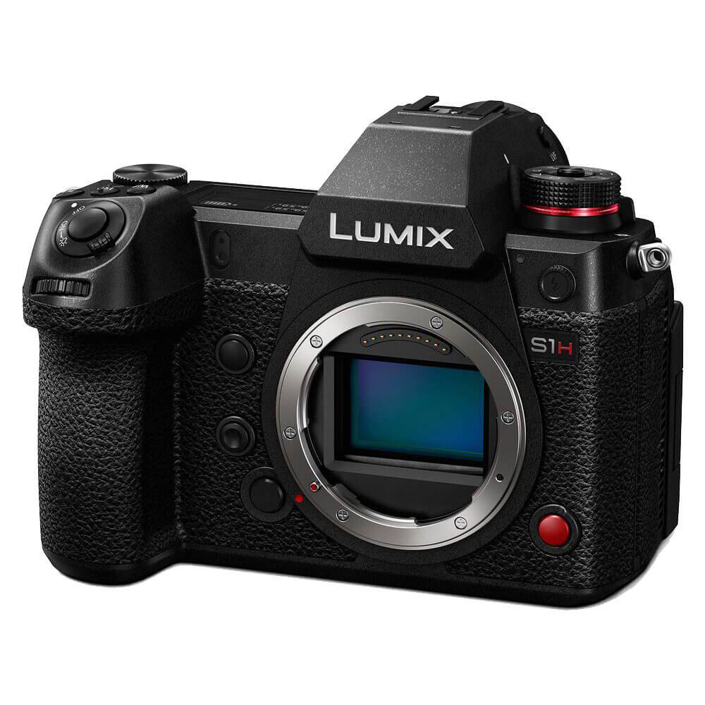 Panasonic Lumix DC-S1H mirrorless digital camera body with large lens mount and textured grip, ready for professional photography. – image 1