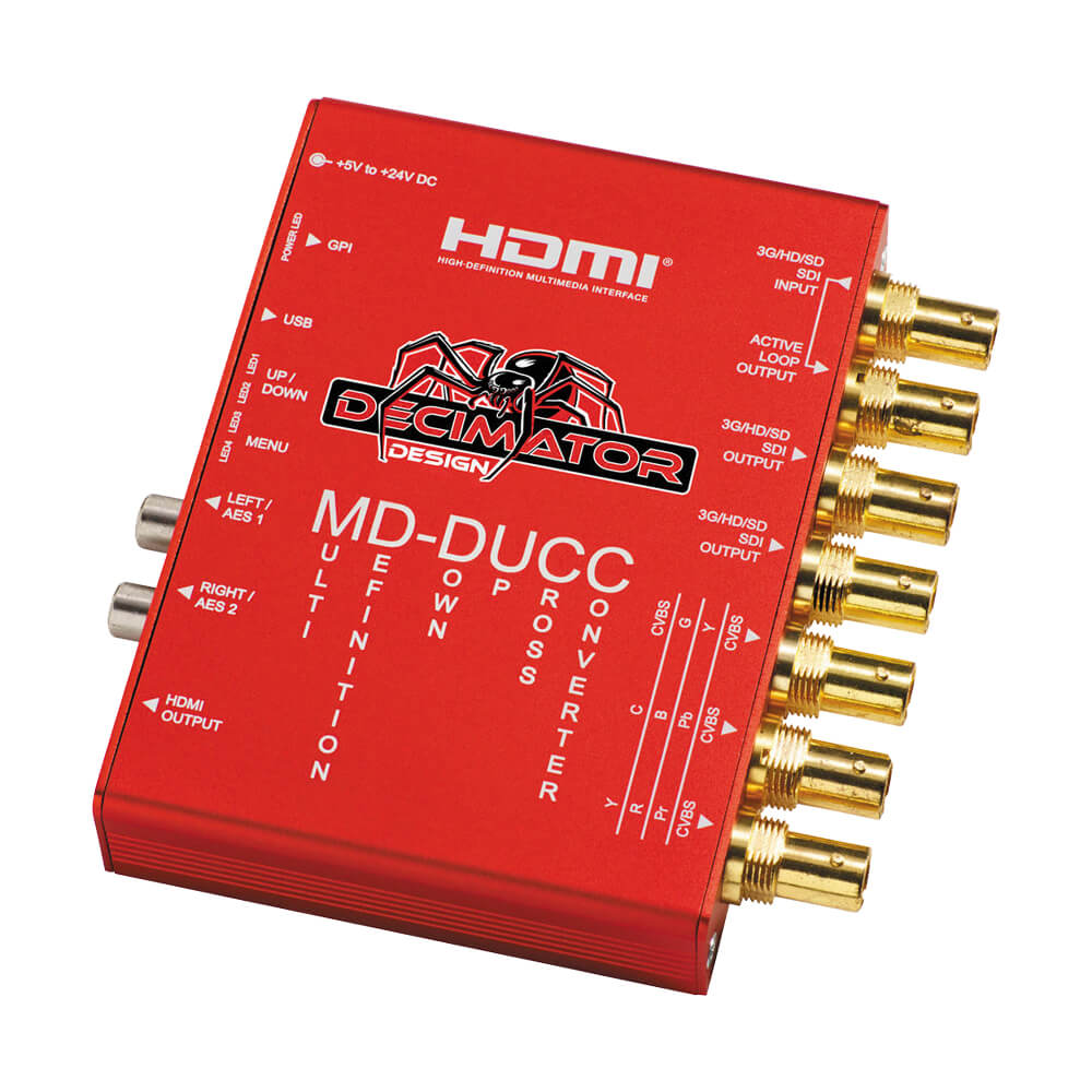 Decimator Design MD-DUCC multi-definition down-up cross converter device with input and output ports, top view image. – image 3