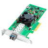 Blackmagic Design DeckLink IP HD Optical fiber converter showing ports and black metal casing for high-quality video signal transmission.