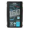 IDX System DUO-C150P 145Wh high-load V-mount Li-Ion battery for video cameras, shown with V-mount connector and battery label.