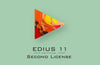 Grass Valley EDIUS 11 Pro second license for video editing, showing the product packaging and license details.