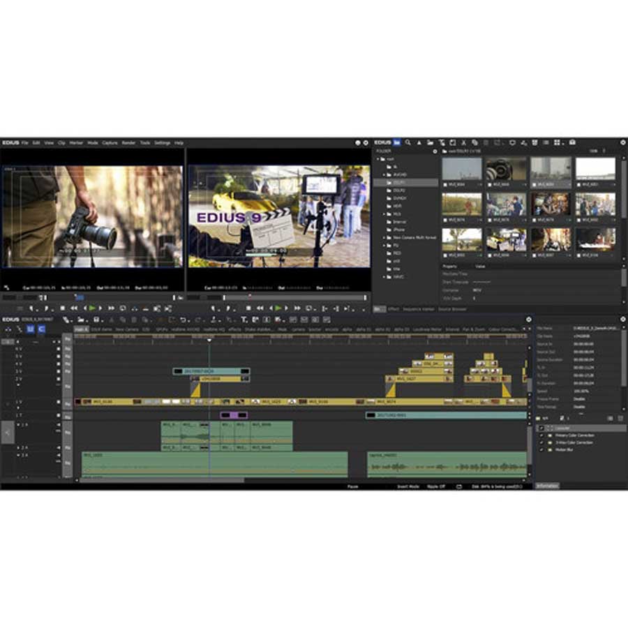 Grass Valley EDIUS PRO 9 video editing software upgrade from EDIUS 8, shown on computer screen with editing timeline. – image 3