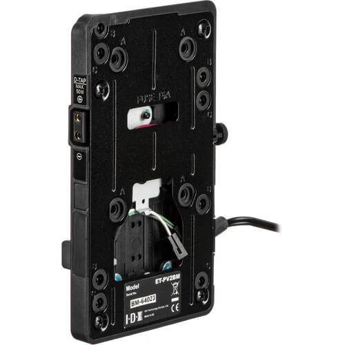IDX System Technology V-Mount Adapter Plate for Blackmagic Cinema Camera, front view showing mounting interface and connectors – image 3