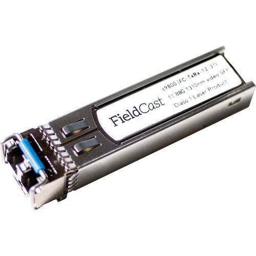 FieldCast 12G Video SFP optical fiber transceiver module with metal casing and port connections for high-speed video transmission. – image 2