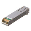 AJA Single 3G-SDI LC fiber transmitter SFP optical module with rear view, showing fiber optic ports and connector details.