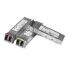AJA Dual 3G-SDI LC fiber receiver SFP optical module with dual multi-mode LC connectors for high-speed video transmission.