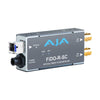 AJA FiDO-R-SC single-channel fiber to 3G-SDI mini converter with SC fiber port and 3G-SDI output, compact video conversion device
