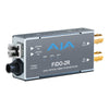 AJA FiDO-2R-MM dual-channel multi-mode LC fiber to 3G-SDI video converter with connections visible