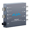 AJA FiDO-4R quad-channel LC optical fiber to SD/HD/3G-SDI video converter with multiple SDI connections and fiber optic ports.