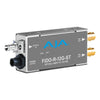 AJA FiDO-R-12G-ST single channel ST fiber to 12G-SDI video converter receiver showing device front view with ports