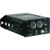 Azden FMX-22 portable field audio mixer with multiple input channels and control knobs, shown from the top view.