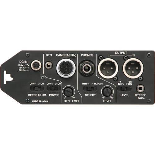 Azden FMX-42a 4-channel audio mixer with connection ports and 10-pin camera return for professional sound mixing. – image 3