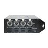 Azden FMX-42u 4-channel audio mixer with USB digital audio output, showing input channels, controls, and connection ports.