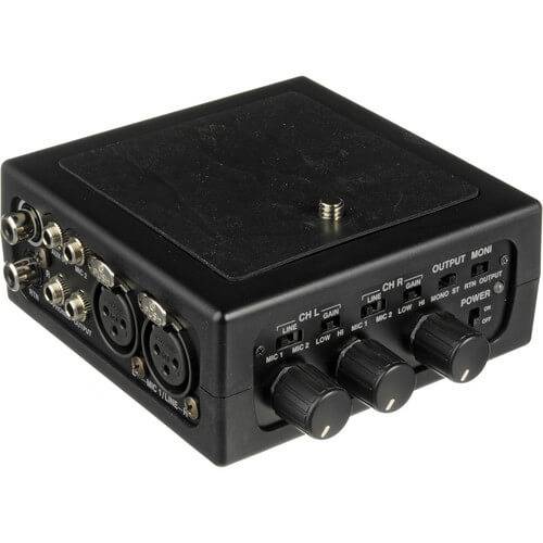 Azden FMX-DSLR portable audio mixer for digital SLR cameras, featuring multiple input controls and professional audio output. – image 2