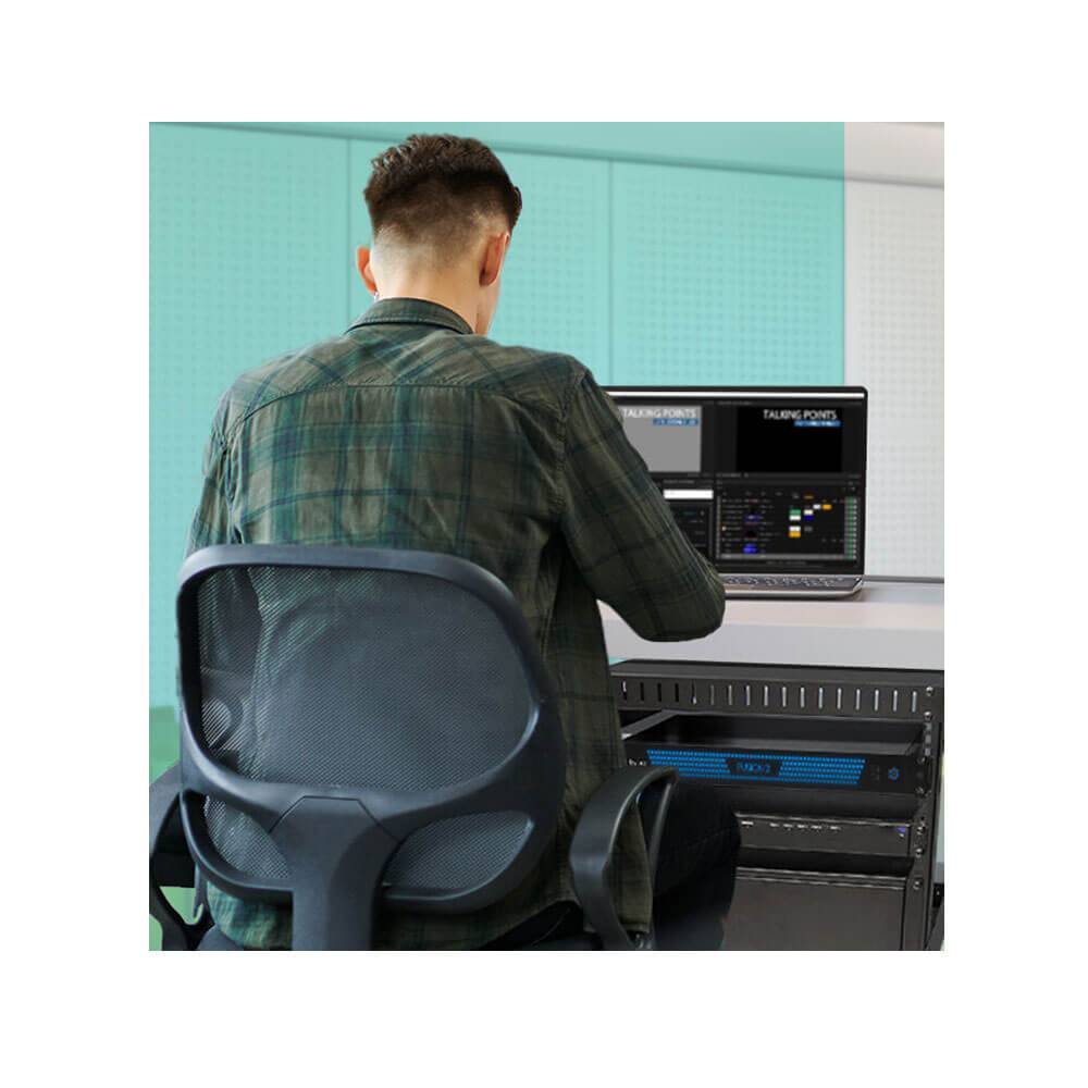 NewBlue Fusion 2 NDI software on a computer desk, including Captivate Broadcast for live streaming and video production. – image 5