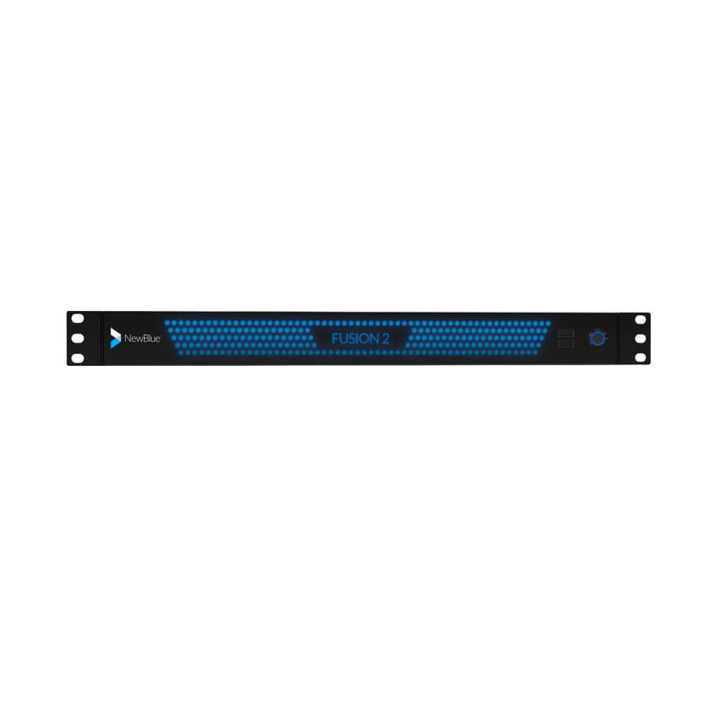 NewBlue Fusion 2 NDI computer product with Captivate Broadcast, featuring front view of the device showing ports and controls. – image 1