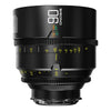 DZOFilm Gnosis 90mm T2.8 macro prime lens with LPL, PL, and EF mounts, shown from the front highlighting lens elements and build.