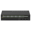 Netgear AV Line M4250 GSM4248UX managed switch with 48 gigabit ports, PoE++ support, and rear port view.