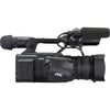 JVC GY-HC500U handheld 4K professional camcorder shown from the right side, featuring professional controls and connectivity ports.