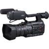 JVC GY-HC500U handheld 4K professional camcorder shown from the side, featuring a compact design and professional video recording features.