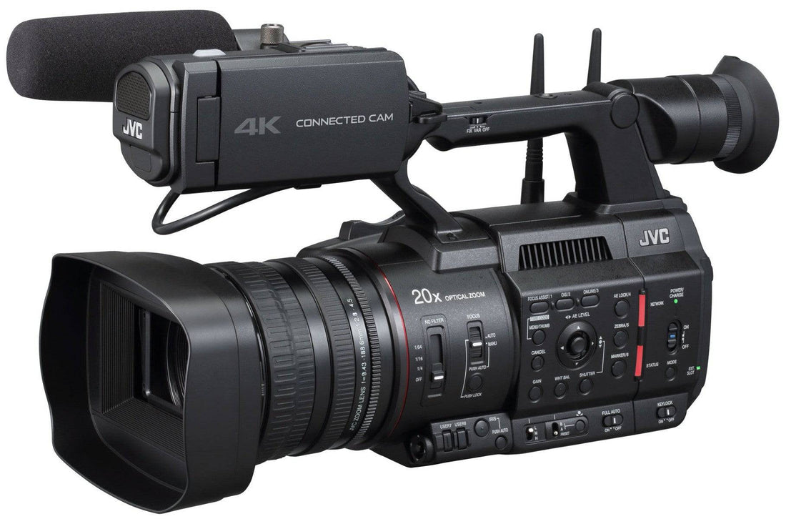 JVC GY-HC550 handheld 4K broadcast camcorder with professional controls and large lens for high-quality video recording. – image 1