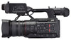 JVC GY-HC550 handheld 4K broadcast camcorder viewed from the left, showing its professional design and controls.