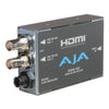 AJA HA5 HDMI to HD/SD SDI and audio converter showing the device with HDMI and SDI ports on a sleek black unit.
