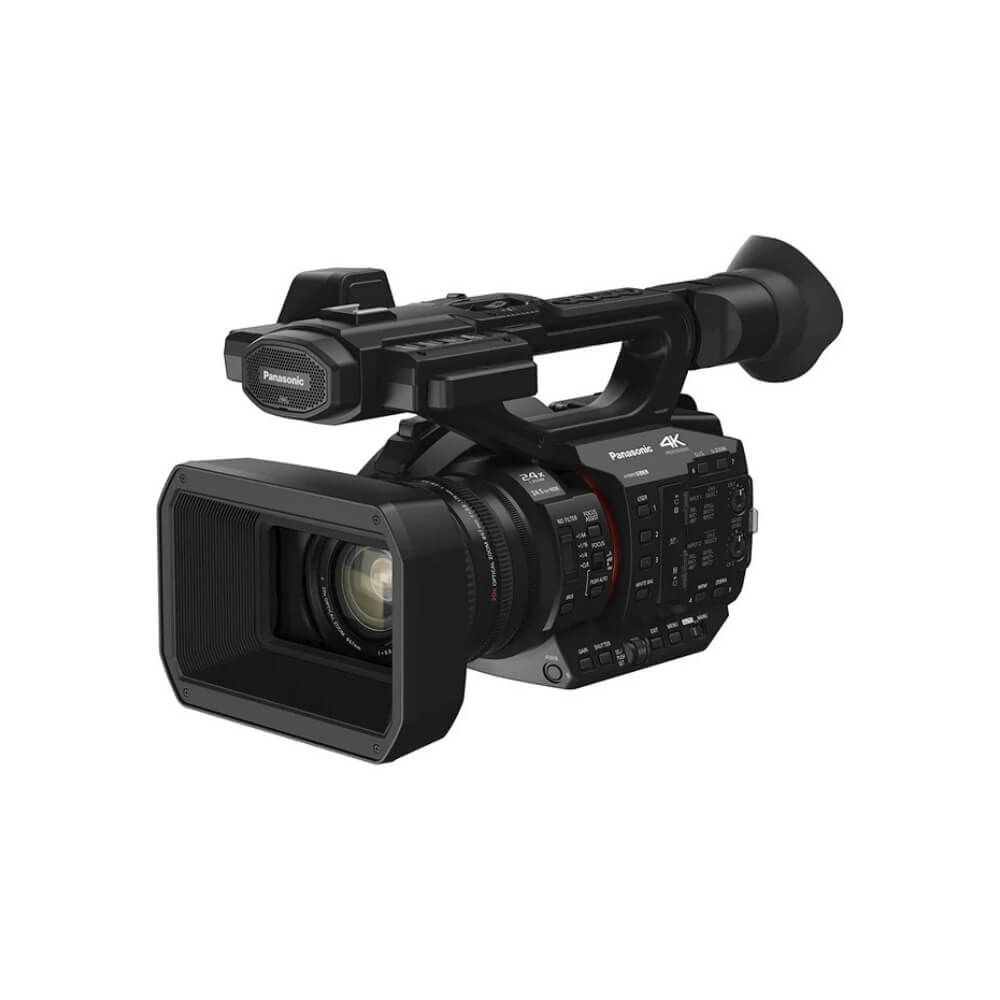 Panasonic HC-X20 4K professional camcorder with 20x zoom, showing the camera's left side and lens detail. – image 1