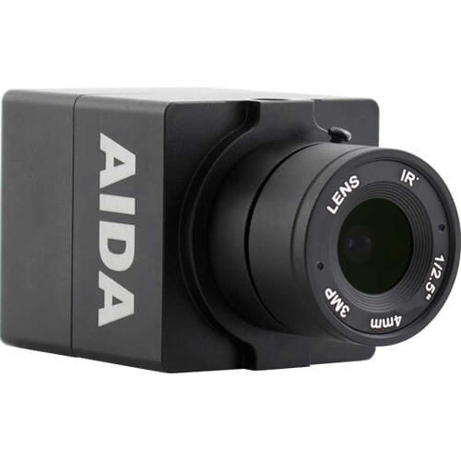 AIDA Imaging HD-100A Full HD HDMI camera showing its compact design and lens, used for professional video and streaming applications. – image 1