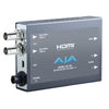 AJA Hi5-3G 3G/HD-SDI to HDMI mini-converter showing the compact device with SDI and HDMI ports for professional video conversion.