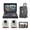 Datavideo HS-6000T MK II mobile studio video switcher with two PTZ cameras in white, featuring control panels and connectivity ports.