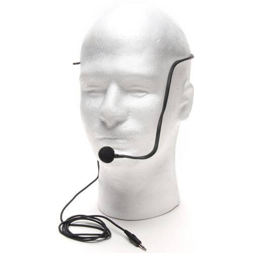Azden HS-9 headset with boom microphone worn on a person's head, showcasing the microphone and comfortable headband. – image 2