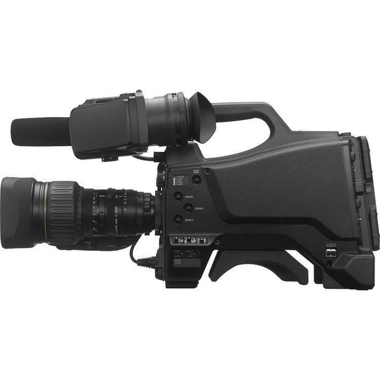 Sony HXC-FB75KC broadcast camera with 20x lens, viewfinder, and microphone, designed for professional SD and HD studio production. – image 2
