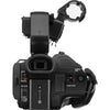 Back view of Sony HXR-MC88 Full HD camcorder showing LCD screen, controls, and ergonomic grip for high-quality video recording.