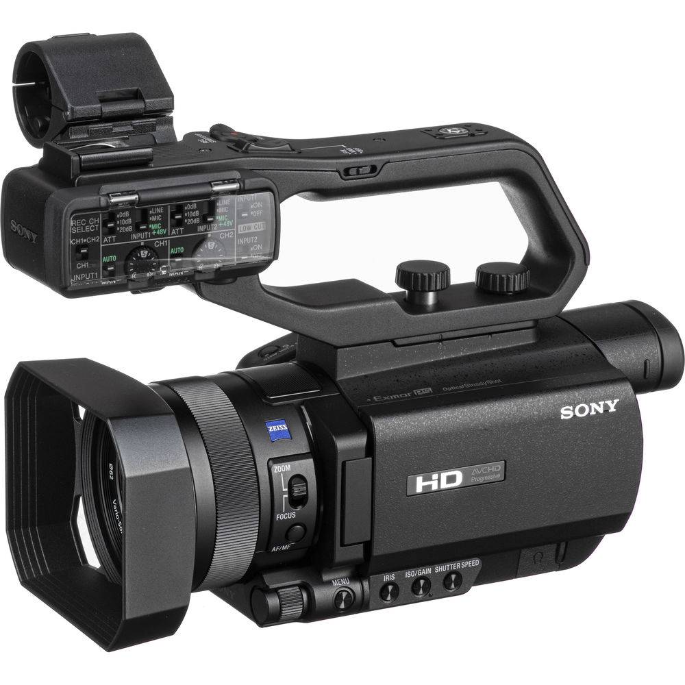 Side view of Sony HXR-MC88 Full HD camcorder showing its compact design and lens on the right side. – image 2