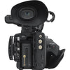 Sony HXR-NX5R full HD professional camcorder with 40x zoom and built-in wireless, shown from the back.