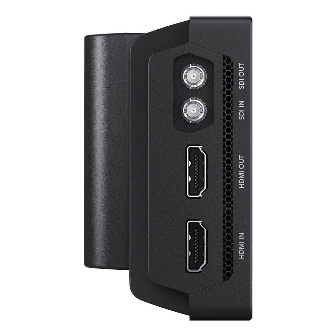 Blackmagic Design Video Assist 5'' 12G HDR video monitor showing connections and input ports on the side. – image 3