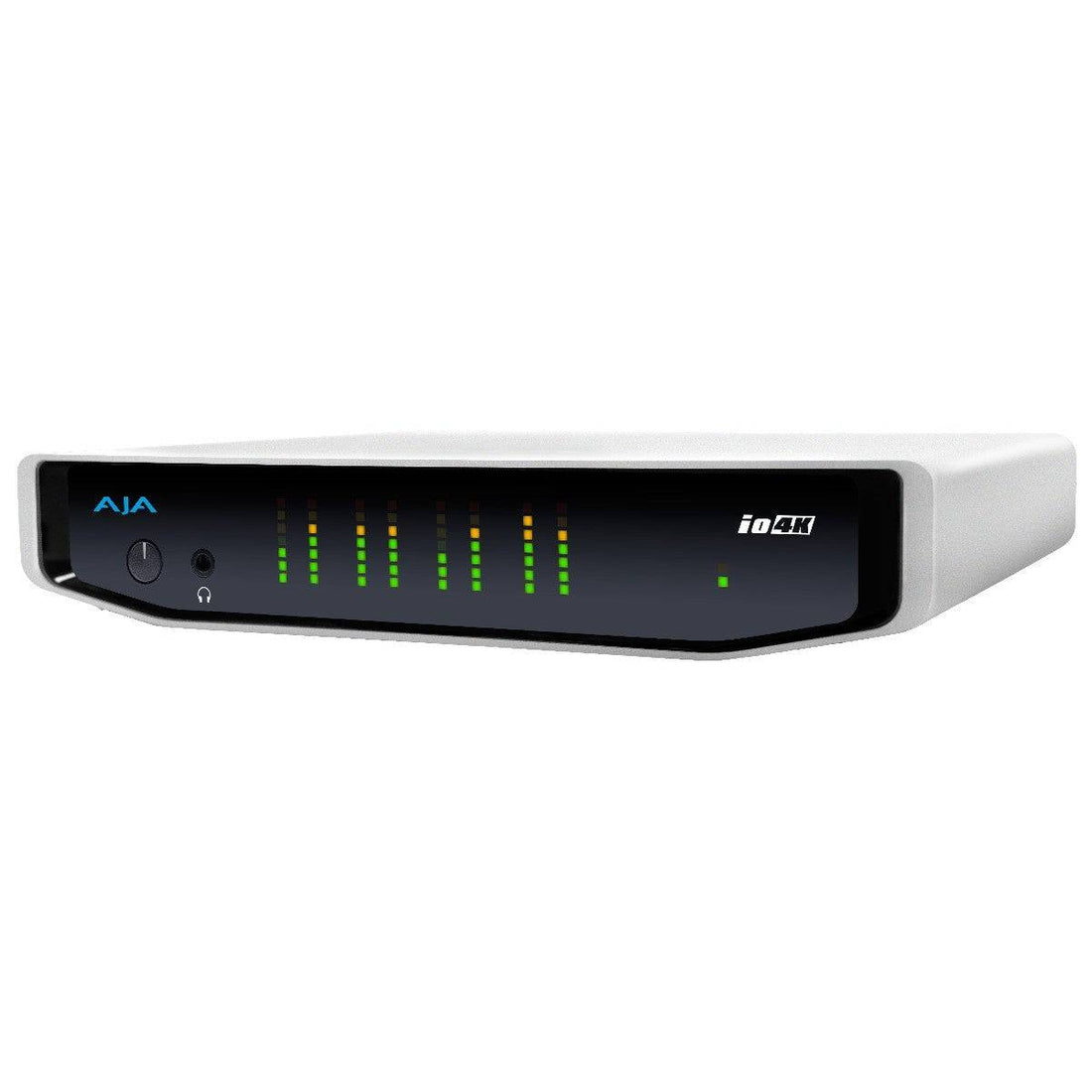 AJA Io 4K video capture device with Thunderbolt 2 port, shown from the front with multiple input and output ports visible. – image 1