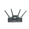 AIDA Imaging IPCOMM-POE wireless video transmitter and controller with PoE+ connection, shown with front and side views.