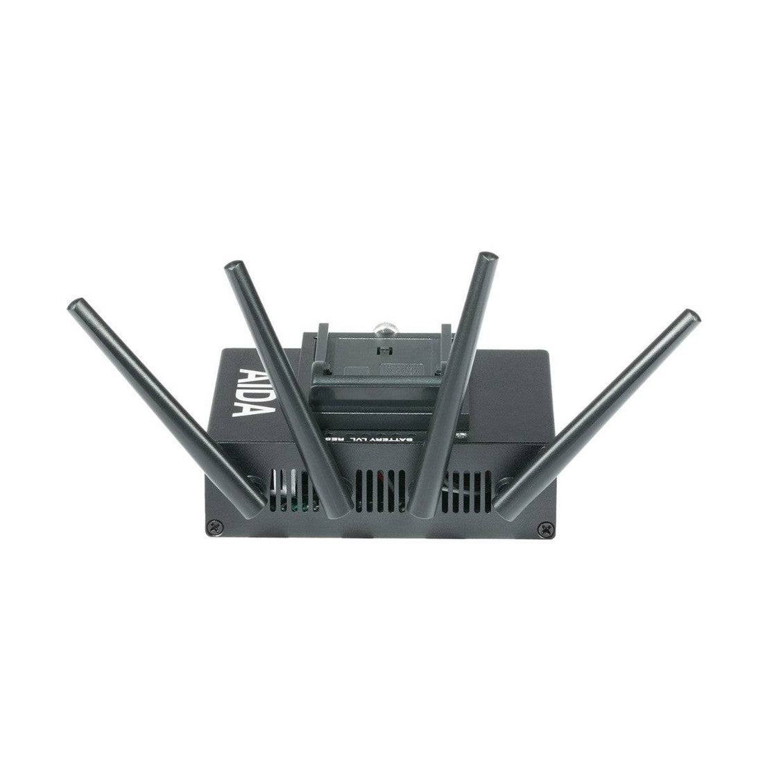 AIDA Imaging IPCOMM-POE wireless video transmitter and controller with PoE+ connection, shown mounted on a wall with cables. – image 3
