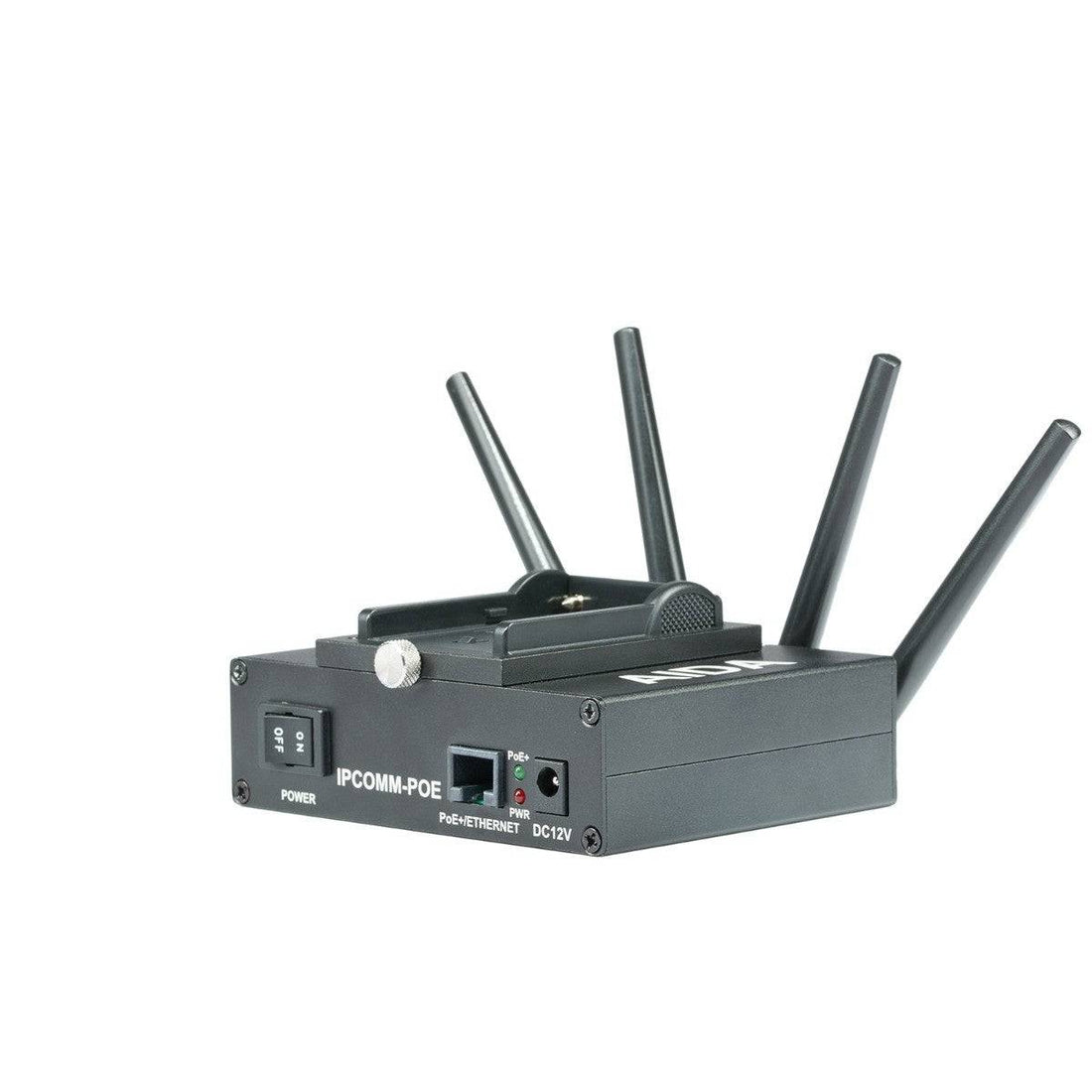 AIDA Imaging IPCOMM-POE wireless video transmitter and controller with Power over Ethernet (PoE+) connected to a camera setup. – image 4