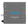 AJA IPR-10G2-HDMI SMPTE ST 2110 IP to HDMI mini-converter showing ports and compact design for video signal conversion.