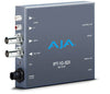 AJA IPT-1G-SDI 3G-SDI to IP video converter showing the compact device with input and output ports for professional video signals.