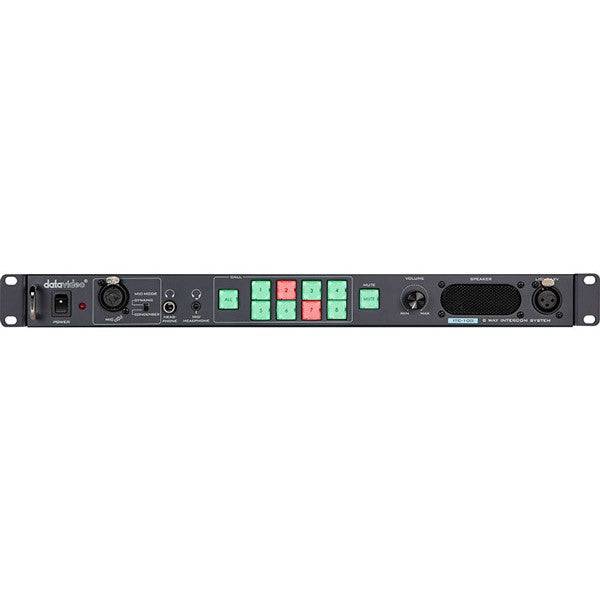 Datavideo ITC-100 8-way intercom system with four headsets and beltpacks, used for professional production communication. – image 2