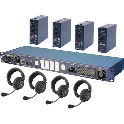 Datavideo ITC-100 Intercom Base Station with Four HP-1 Headsets and Four Belt Packs - Coremicro – image 1