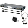 Datavideo ITC-100 8-way intercom system with four headsets and four beltpacks for production communication.