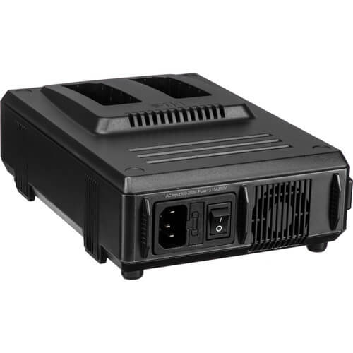 IDX System Technology JL-2PLUS 2-channel Li-ion battery charger for NP-style batteries, shown from the top view. – image 2
